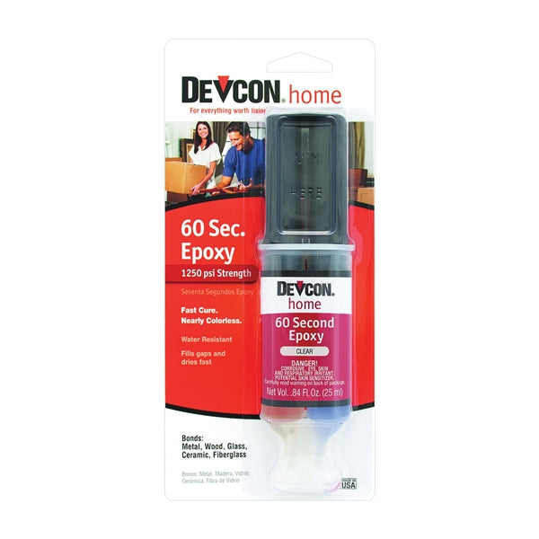 Devcon 21245 Epoxy Anchoring Adhesive, Clear, Liquid, 0.84 oz Syringe