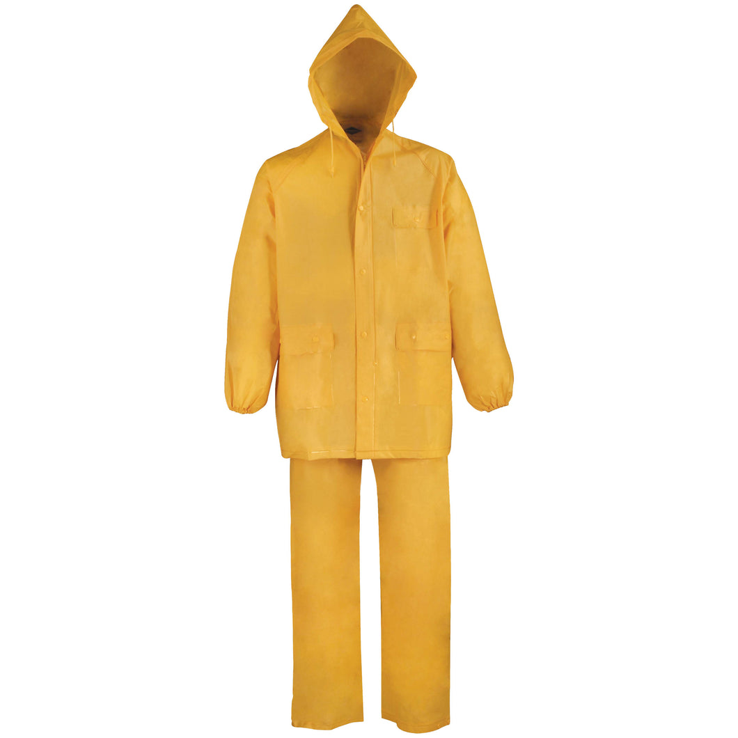 Diamondback 8127LBXX Rain Suit, 2XL, 31-1/2 in Inseam, PVC, Yellow, Drawstring Collar, Zipper with Storm Flap Closure