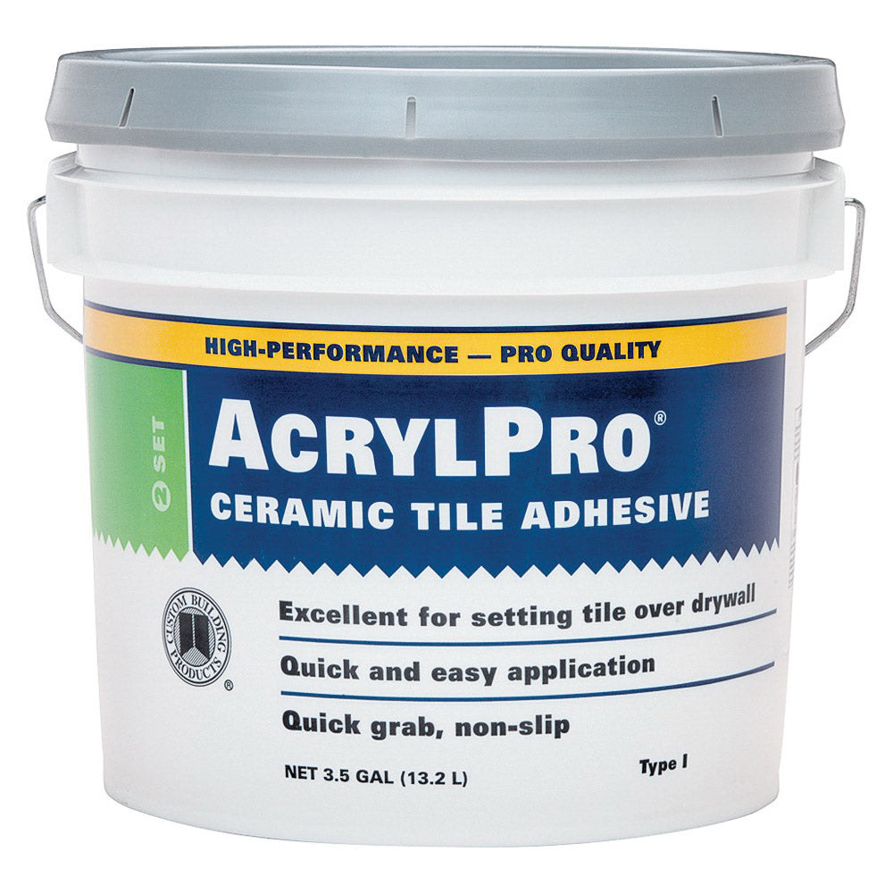 CUSTOM ARL40003 Ceramic Tile Adhesive, White, 3.5 gal Pail