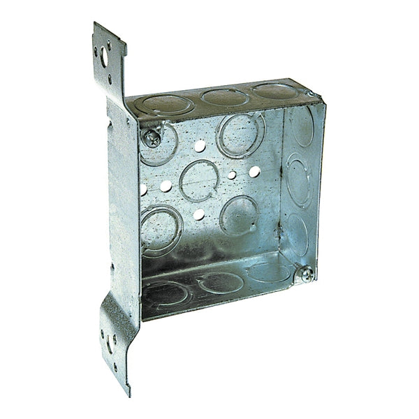 RACO 8196 Electrical Box, 2 -Gang, 14 -Knockout, Steel, Gray, Galvanized, FM Bracket Mounting