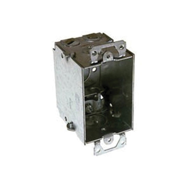 RACO 518/8518 Switch Box, 1 -Gang, 5 -Knockout, 1/2 in Knockout, Steel, Gray, Galvanized, Screw Mounting