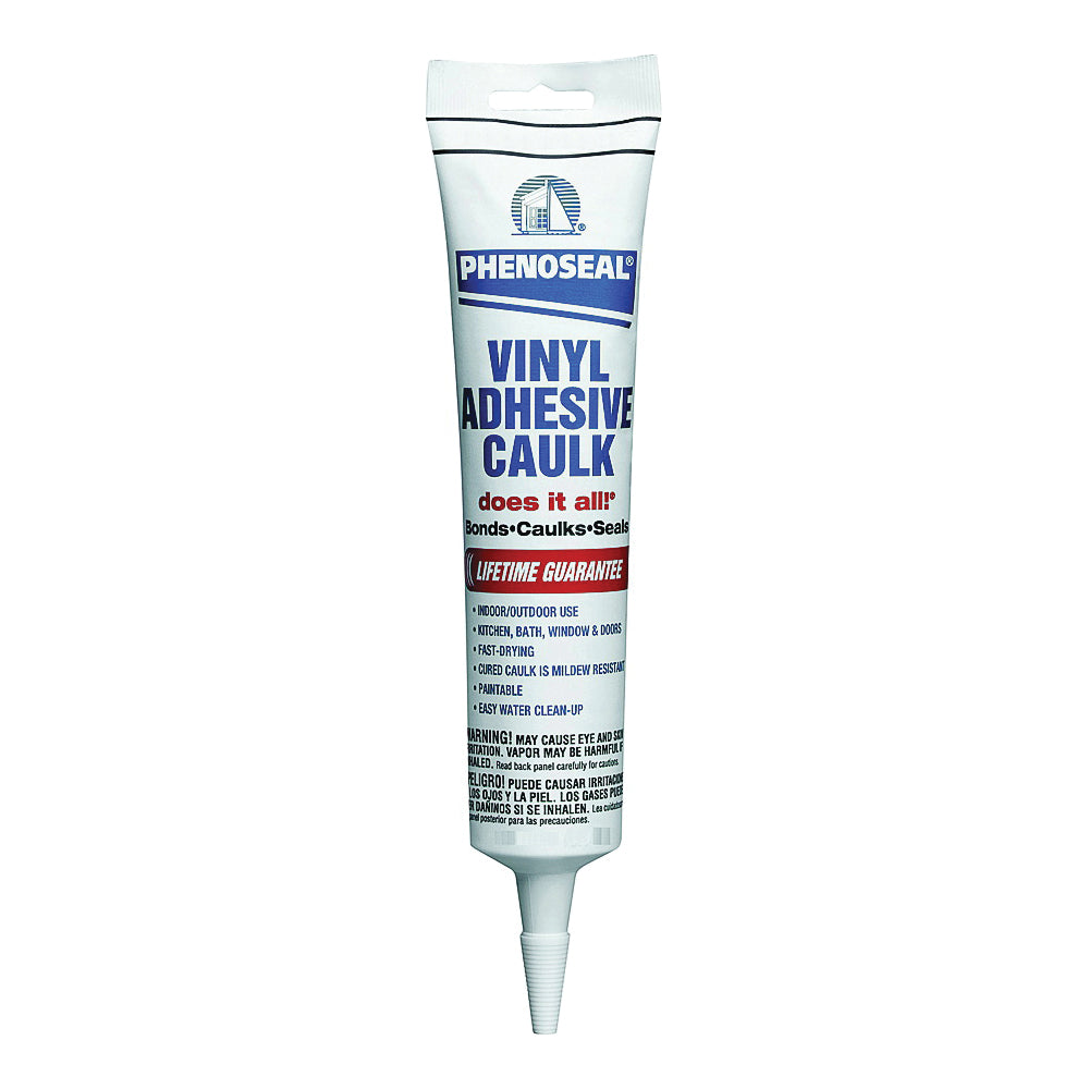 DAP PHENOSEAL 01101 Vinyl Adhesive Caulk, Translucent, 48 hr Curing, 40 to 100 deg F, 5.5 oz Squeeze Tube