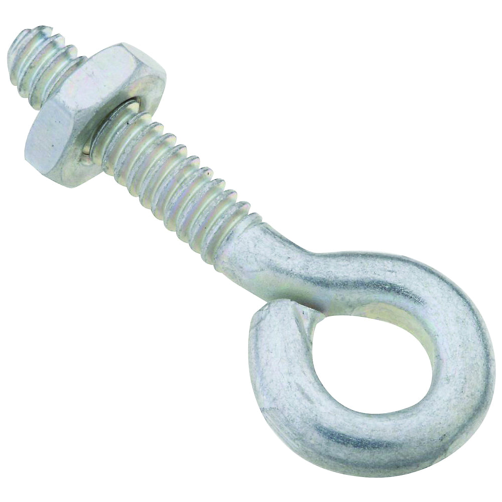 National Hardware N221-051 Eye Bolt, #10-24 Thread, 3/4 in L Thread, 0.28 in ID Dia Eye, 0.91 in L Shank, Steel, Zinc