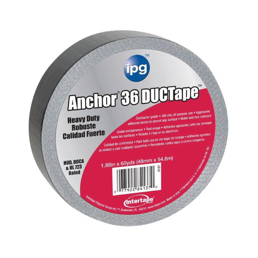 IPG 4137 Duct Tape, 60 yd L, 1.88 in W, Cloth Backing, Silver