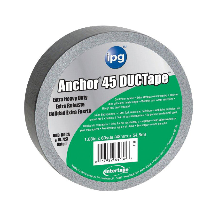 IPG 4138 Duct Tape, 60 yd L, 1.88 in W, Polyethylene-Coated Cloth Backing, Silver