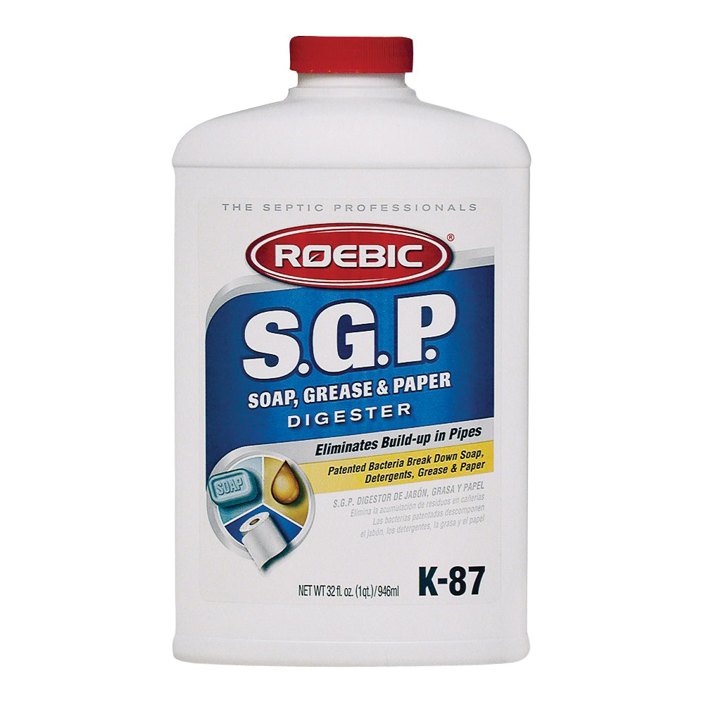 ROEBIC K-87 Septic Tank Cleaner, Liquid, Straw, Mild Earthy, 1 qt Bottle