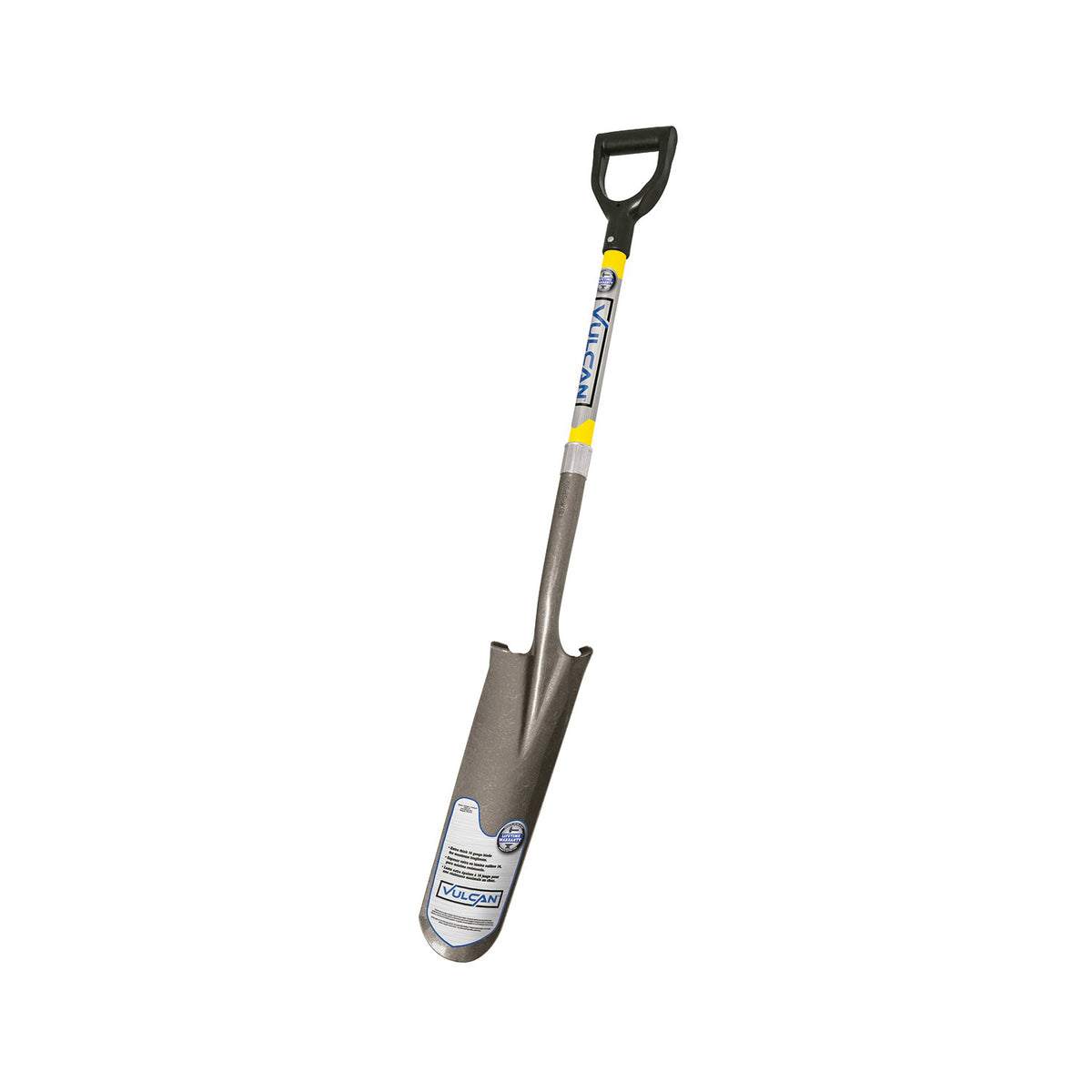 Vulcan 34538 PEP-F Drain Spade Shovel, 6 in W Blade, Steel Blade, Fiberglass Handle, D-Shaped Handle, 29 in L Handle