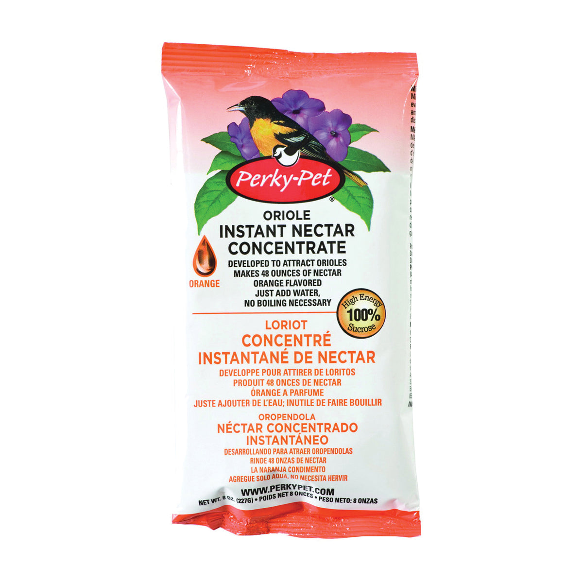 Perky-Pet 293SF Instant Nectar, Concentrated, Powder, Natural Orange Flavor, 8 oz Bag