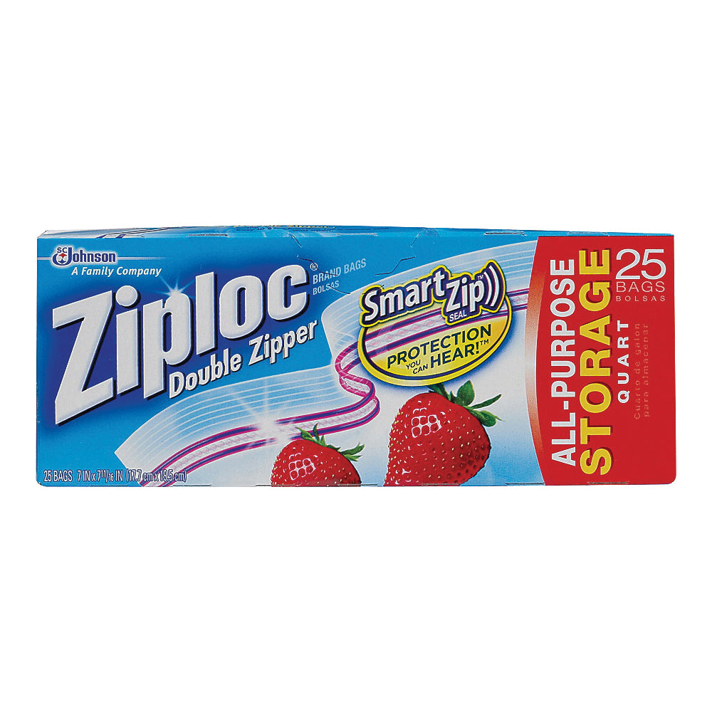 Ziploc 00330 Storage Bag, 1 qt Capacity, Plastic