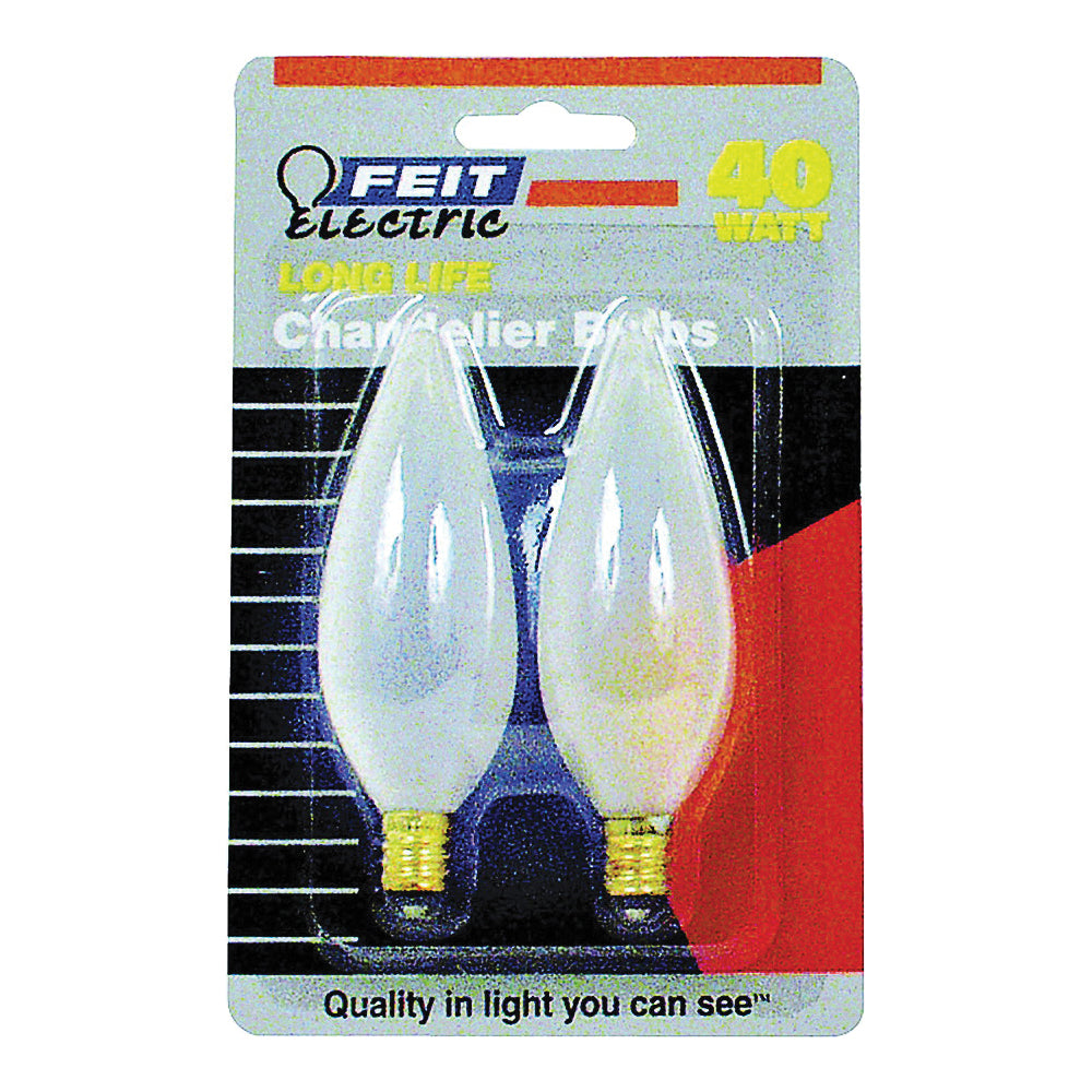 Feit Electric BP40CTF Incandescent Lamp, 40 W, Torpedo Tip Lamp, Candelabra E12 Lamp Base, 2700 K Color Temp
