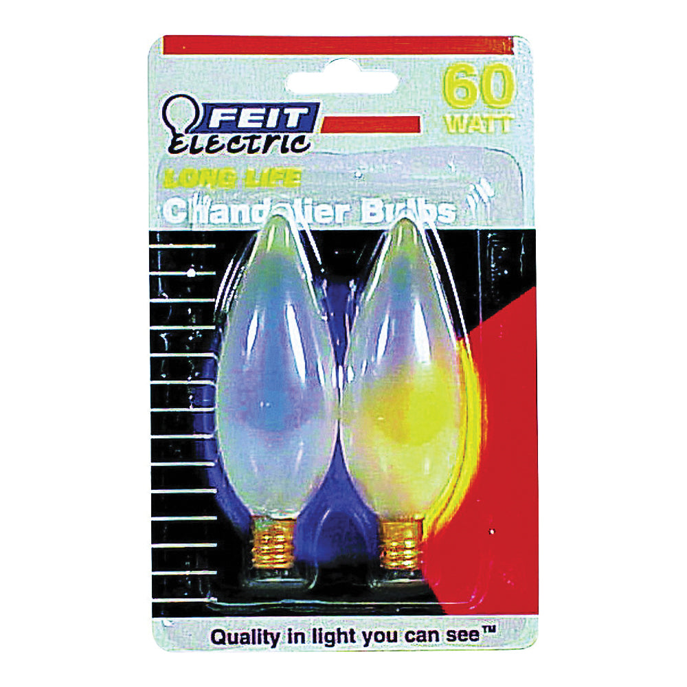 Feit Electric BP60CTF Incandescent Lamp, 60 W, Torpedo Tip Lamp, Candelabra E12 Lamp Base, 2700 K Color Temp