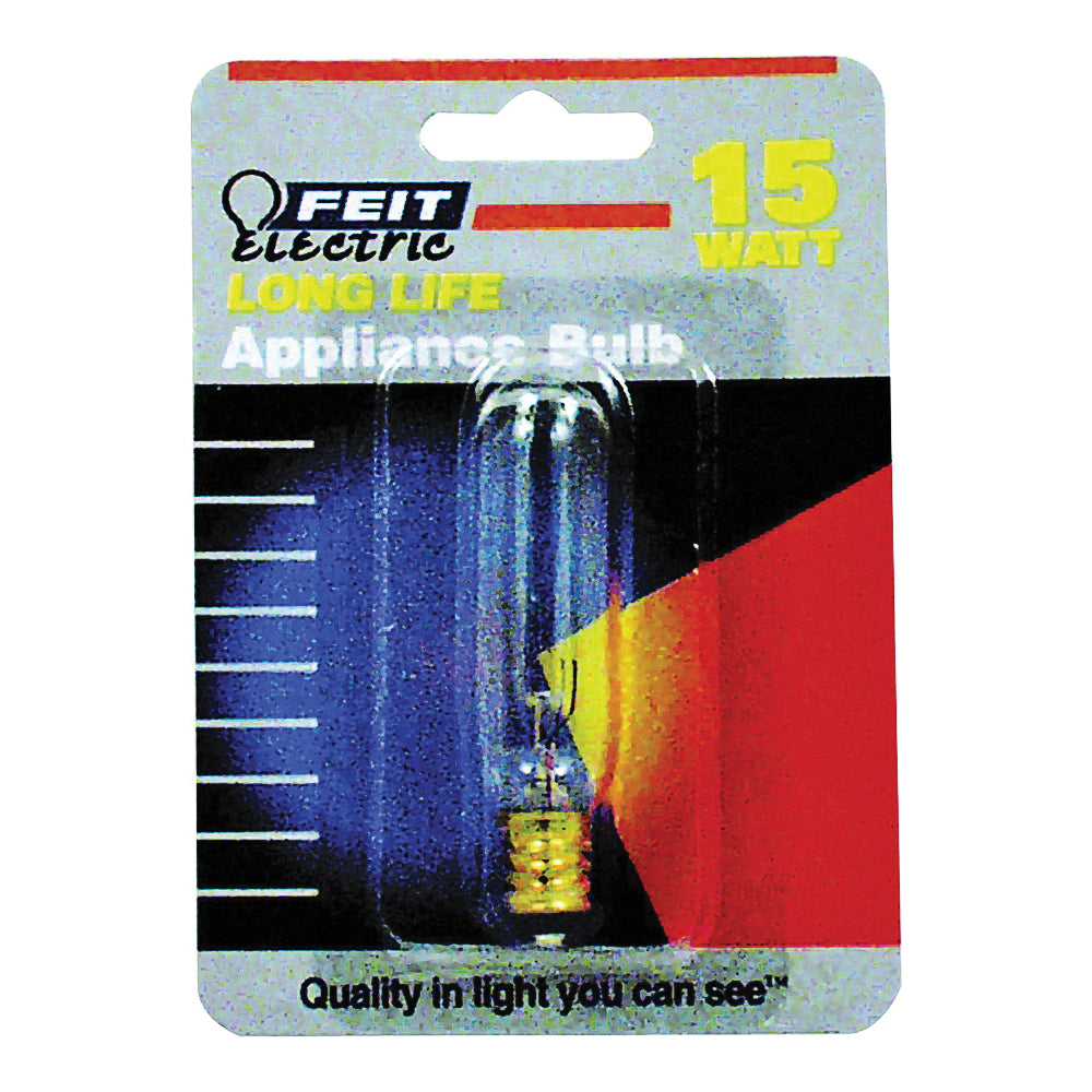 Feit Electric BP15T6-145 Incandescent Lamp, 15 W, T6 Lamp, Candelabra E12 Lamp Base, 2700 K Color Temp