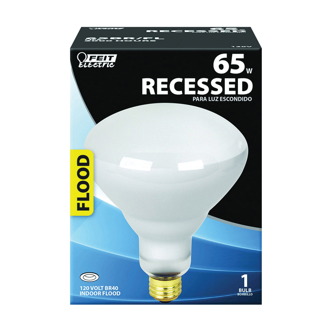 Feit Electric 65BR/FL Incandescent Lamp, 65 W, BR40 Lamp, Medium E26 Lamp Base, 2000 hr Average Life