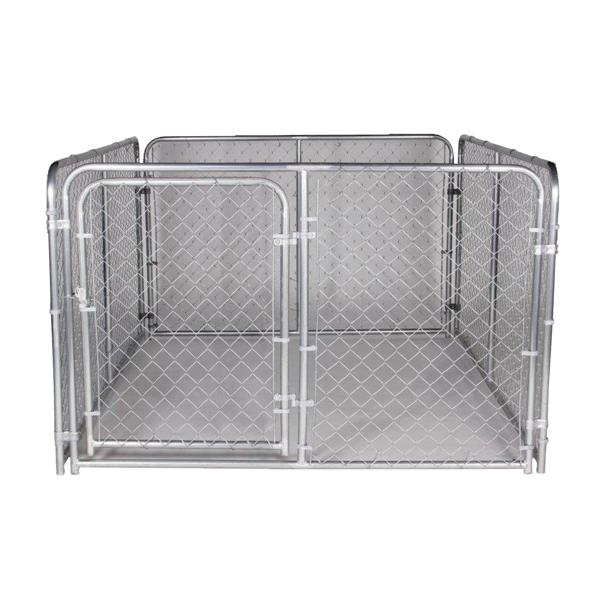 Stephens Pipe &amp; Steel Silver DKS16084 Dog Kennel, 6 ft OAL, 8 ft OAW, 4 ft OAH, Steel, Galvanized