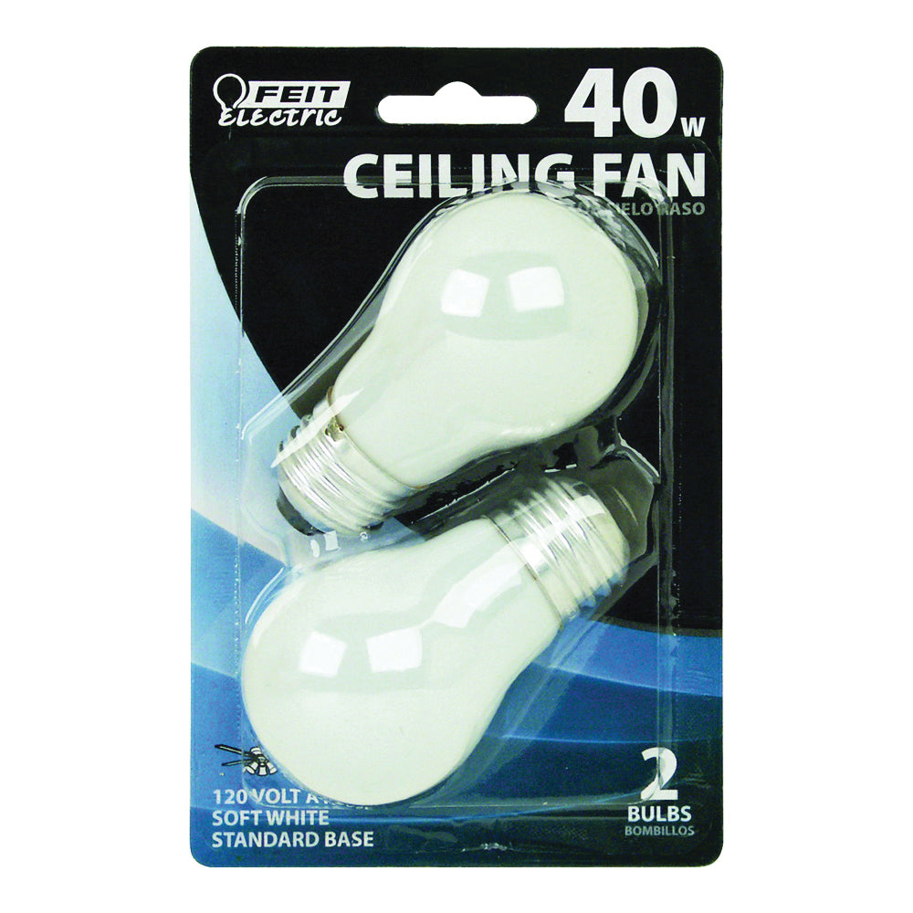 Feit Electric BP40A15/W/CF Incandescent Lamp, 40 W, A15 Lamp, Medium E26 Lamp Base, 2700 K Color Temp