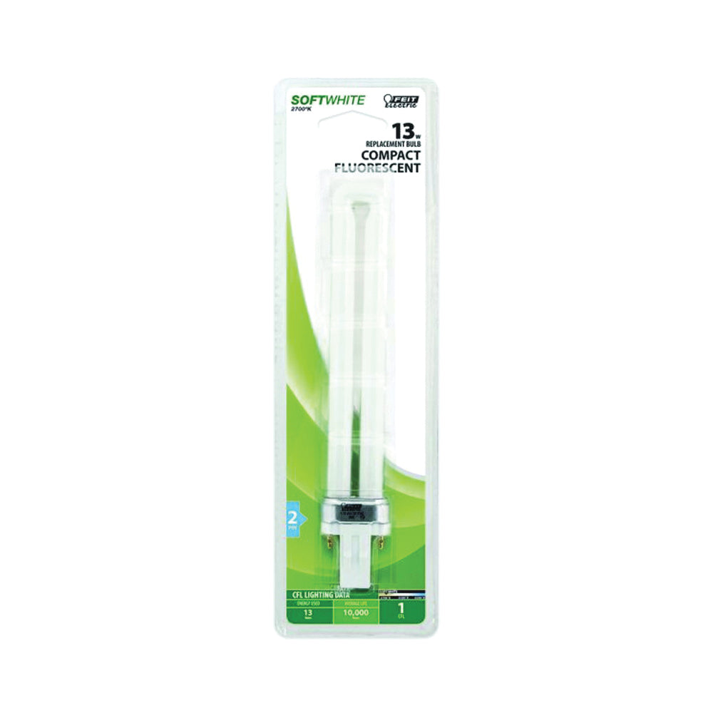 Feit Electric BPPL13 Compact Fluorescent Bulb, 13 W, PL Lamp, GX23 Lamp Base, 800 Lumens, 2700 K Color Temp