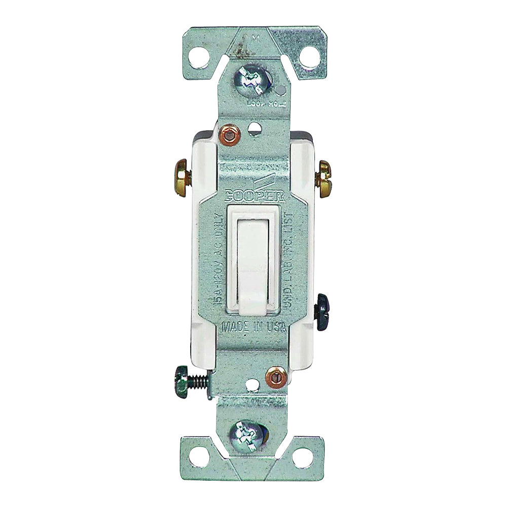 Eaton Wiring Devices 1303-7W Toggle Switch, 15 A, 120 V, Polycarbonate Housing Material, White