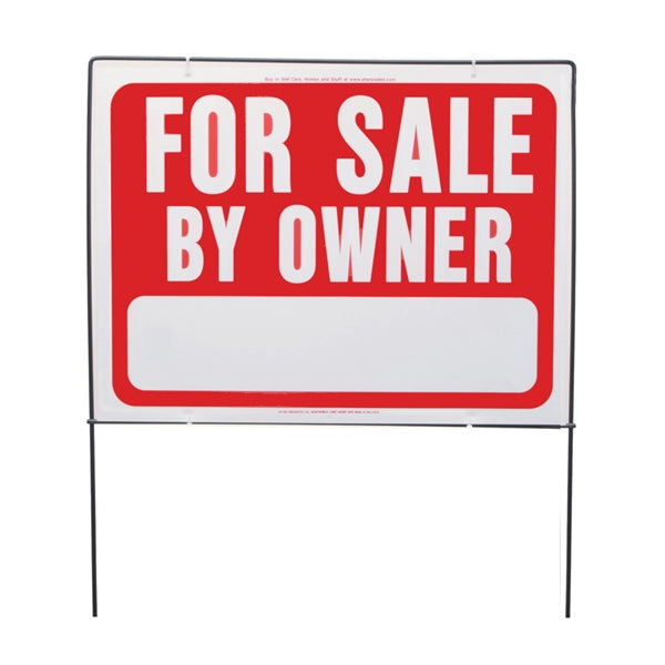 HY-KO RSF-605 Real Estate Sign with Frame, For Sale By Owner, White Legend, Plastic