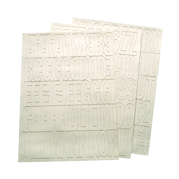 HY-KO 30014 Die-Cut Number and Letter Set, 2 in H Character, White Character, White Background, Vinyl
