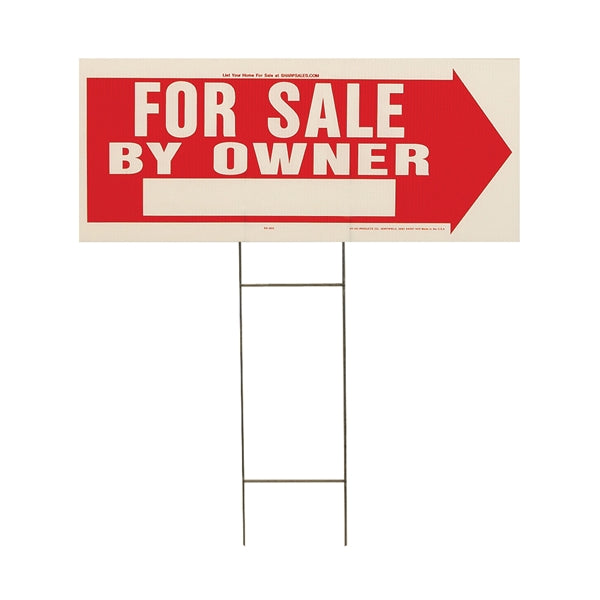 HY-KO RS-802 Lawn Sign, For Sale By Owner, White Legend, Plastic, 24 in W x 9-1/2 in H Dimensions