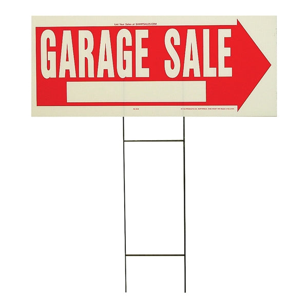 HY-KO RS-804 Lawn Sign, Garage Sale, White Legend, Plastic, 24 in W x 9-1/2 in H Dimensions