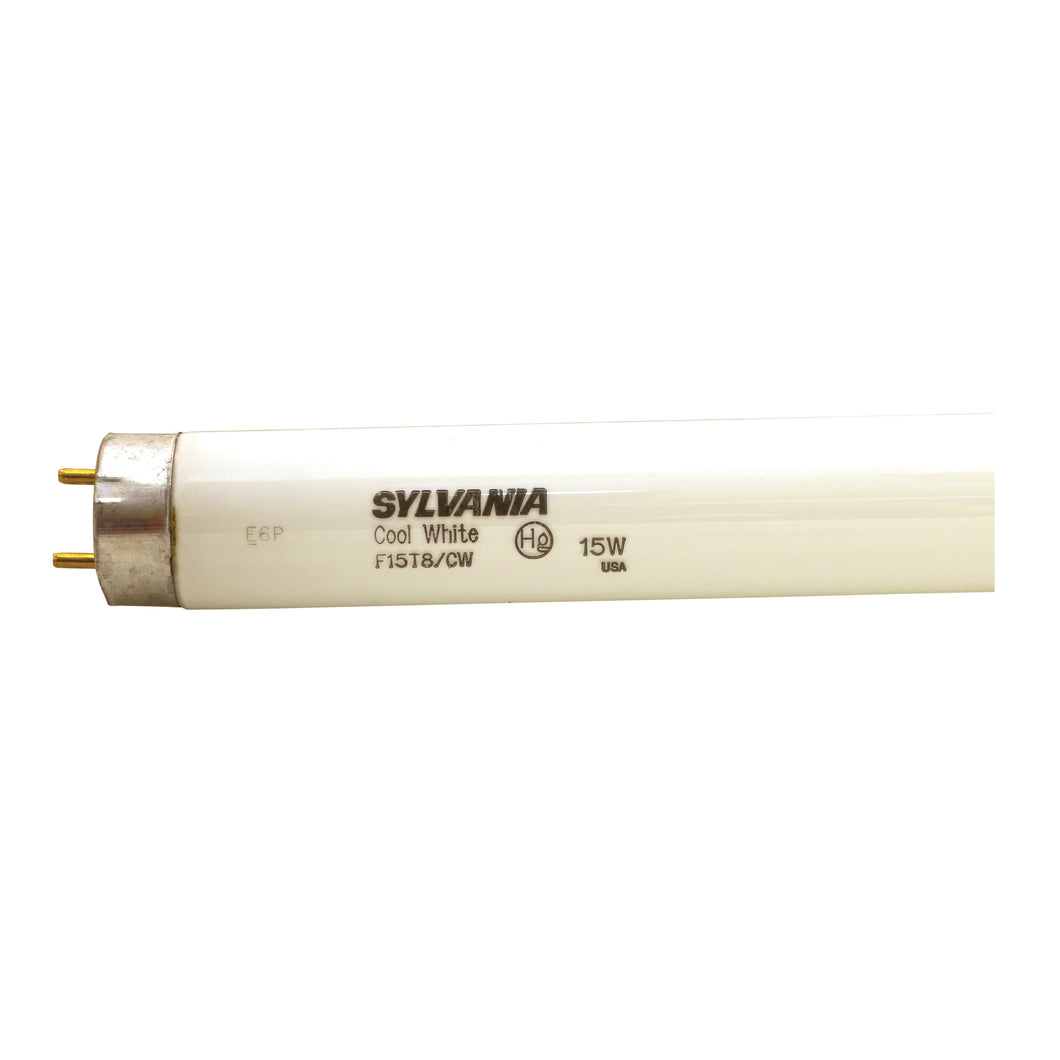Sylvania 21619 Fluorescent Bulb, 15 W, T8 Lamp, Medium Lamp Base, 718 Lumens, 4200 K Color Temp, Cool White Light