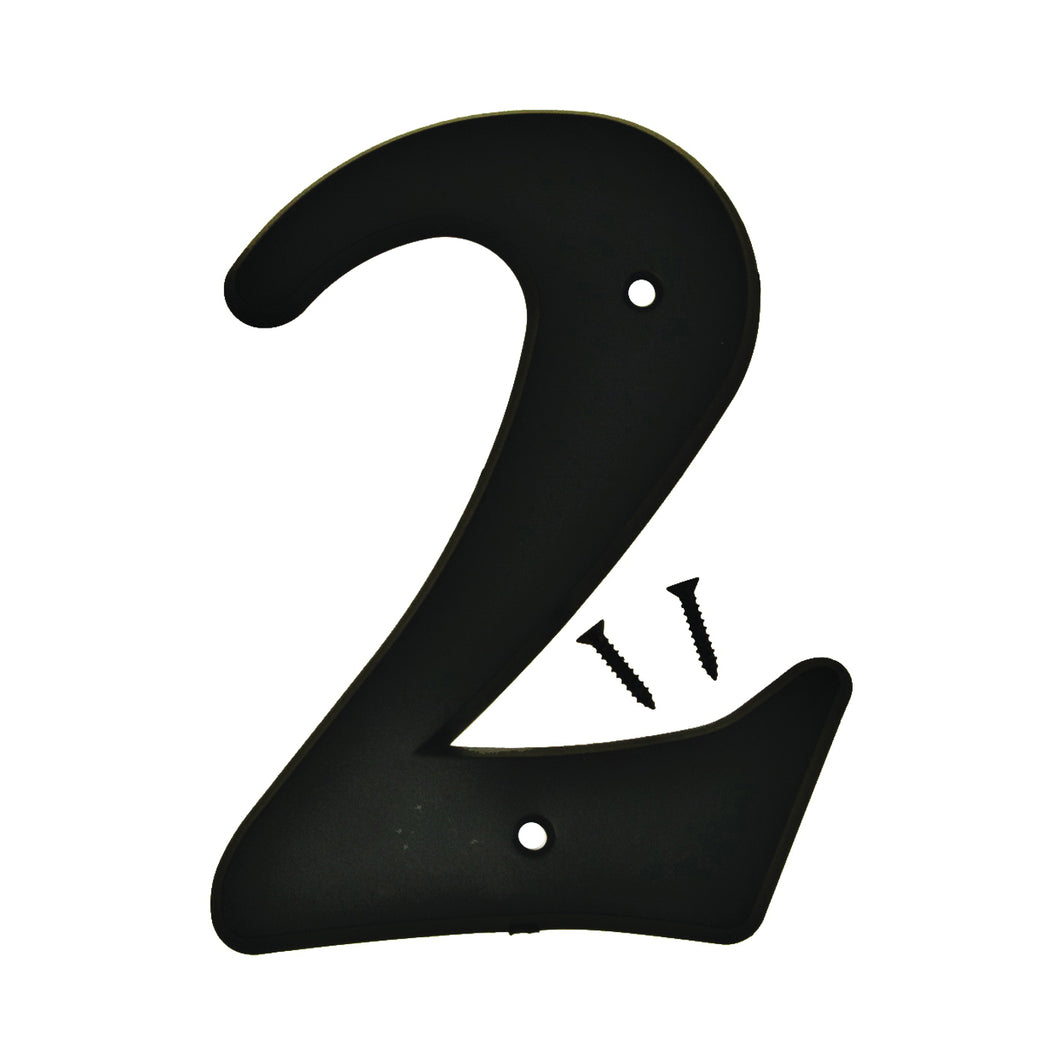 HY-KO 30200 Series 30202 House Number, Character: 2, 6 in H Character, Black Character, Plastic