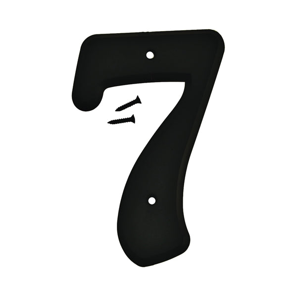 HY-KO 30200 Series 30207 House Number, Character: 7, 6 in H Character, Black Character, Plastic