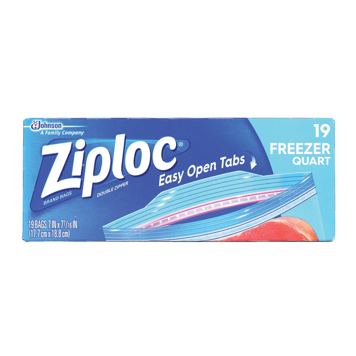 Ziploc 00388 Freezer Bag, 1 qt Capacity