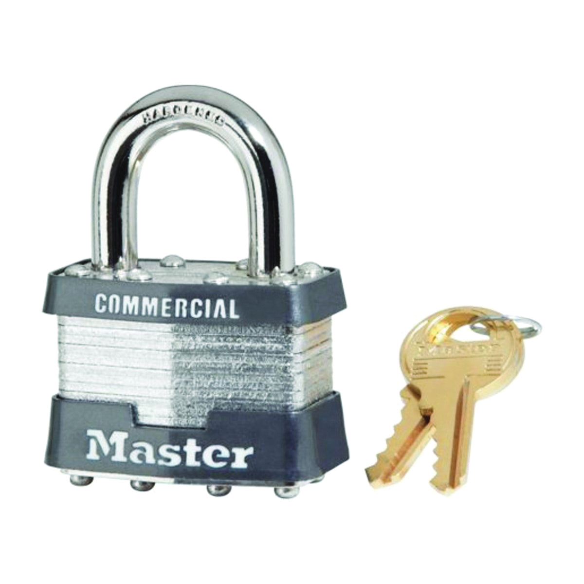 Master Lock 1KA 2174 Padlock, Keyed Alike Key, Open Shackle, 5/16 in Dia Shackle, 15/16 in H Shackle, Steel Shackle