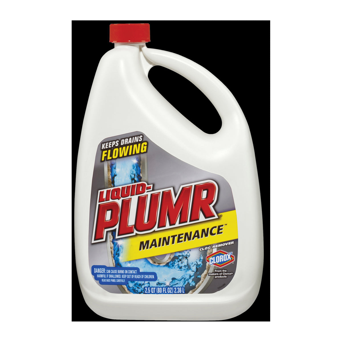 Liquid-Plumr 00229 Clog Remover, Thin Liquid, Clear/Pale Yellow, Bleach, 80 oz Bottle