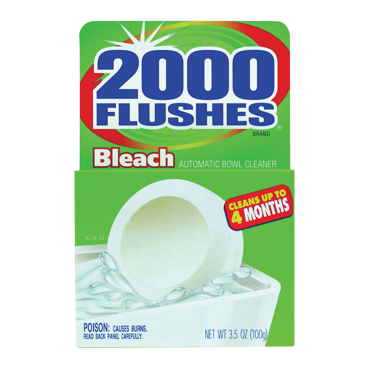 2000 Flushes 290071 Toilet Bleach Tablet, 1.75 oz, Very Slight Pungent, Off-White