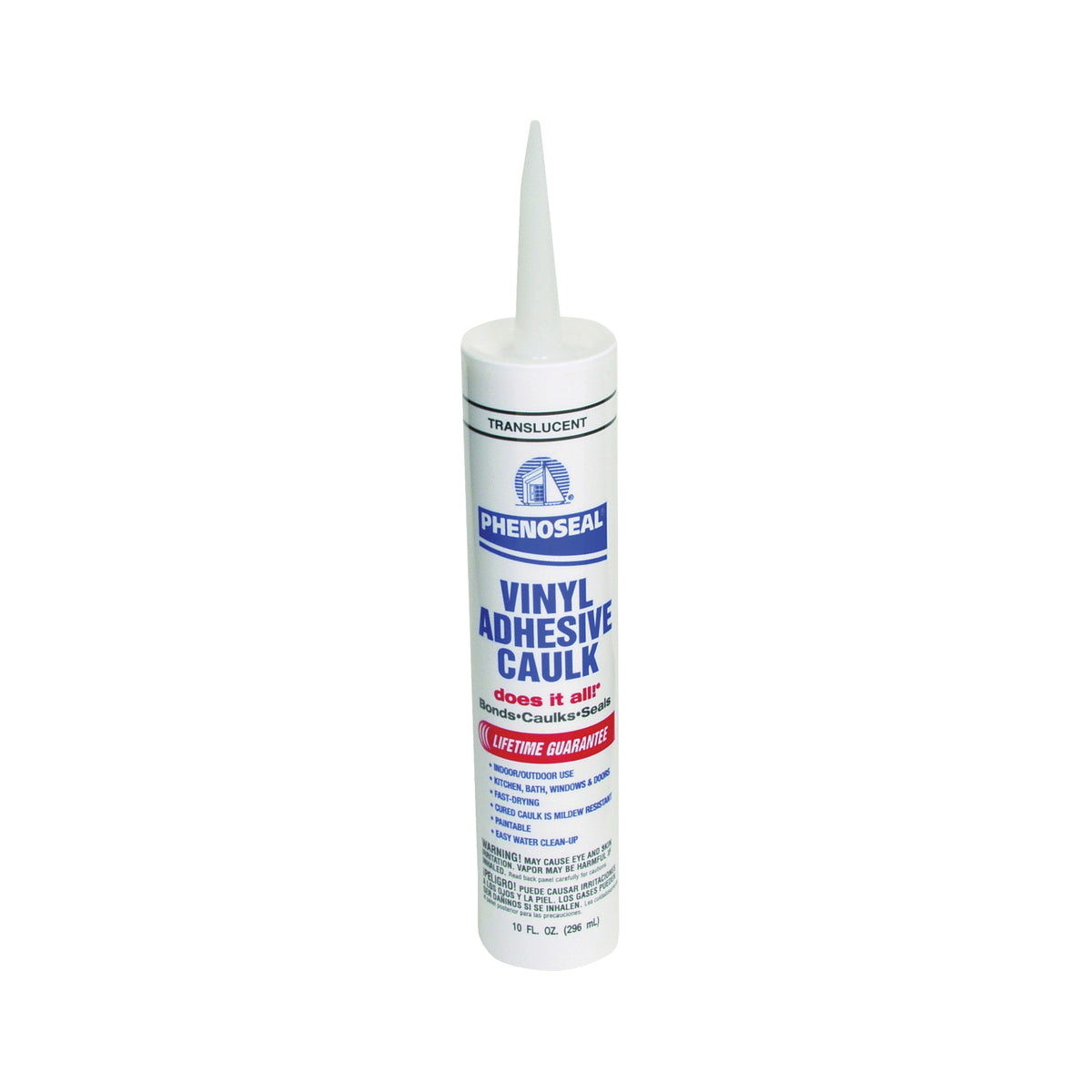 DAP PHENOSEAL 00006 Vinyl Adhesive Caulk, Translucent, 48 hr Curing, -20 to 180 deg F, 10 oz Cartridge