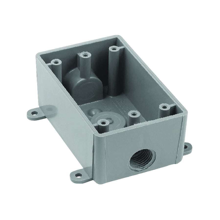 Carlon E381DR Switch Box, 1 -Gang, 3 -Outlet, PVC, Gray