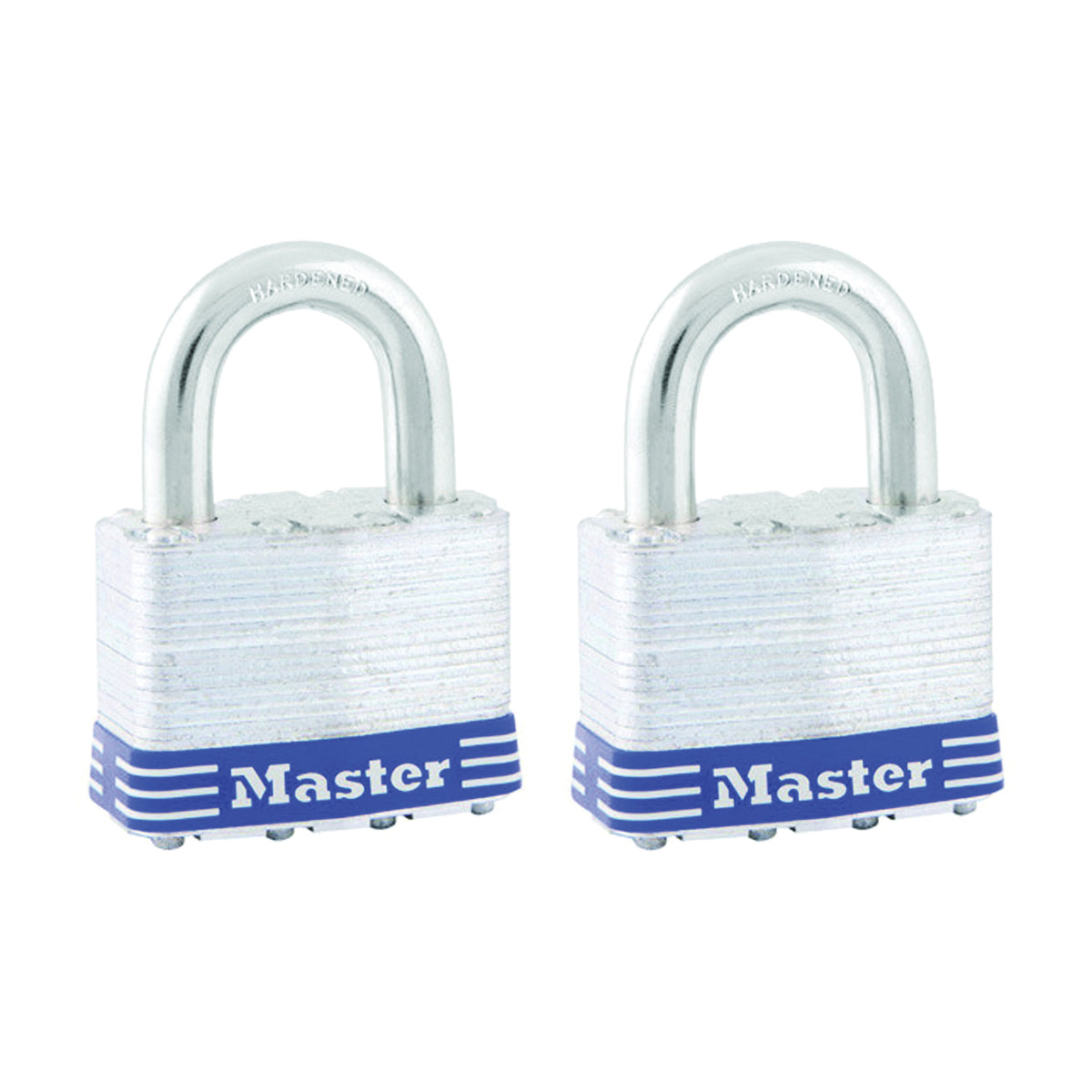 Master Lock 5T Padlock, Keyed Alike Key, 3/8 in Dia Shackle, 1 in H Shackle, Boron Alloy Shackle, Steel Body, Laminated