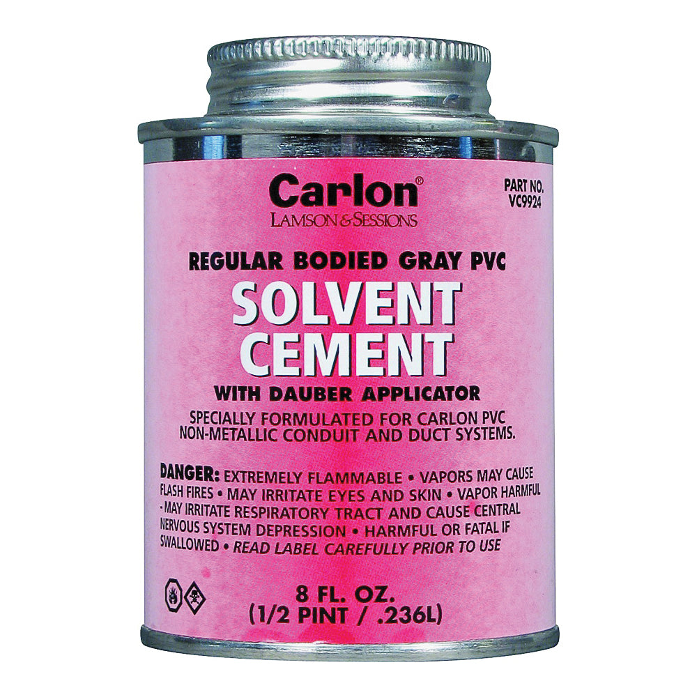 Carlon VC9924-24 Solvent Cement, 8 oz Can, Liquid, Gray