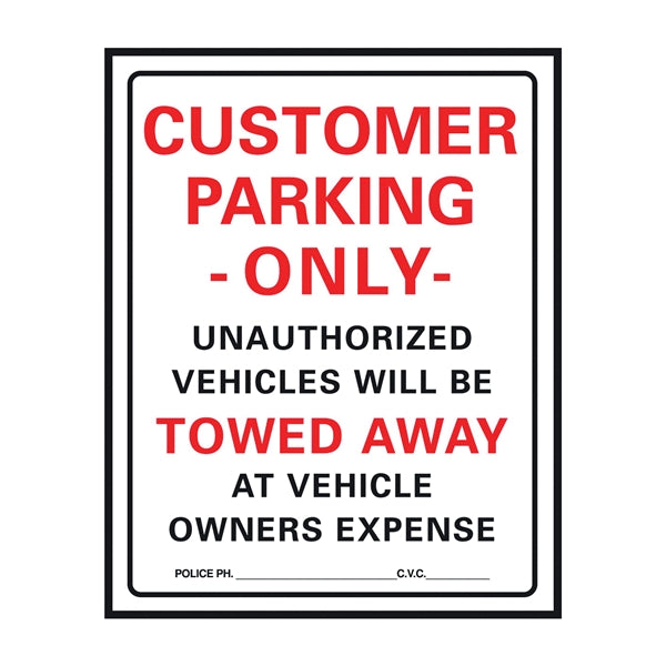 HY-KO 700 Parking Sign, Rectangular, Black/Red Legend, White Background, Plastic, 15 in W x 19 in H Dimensions