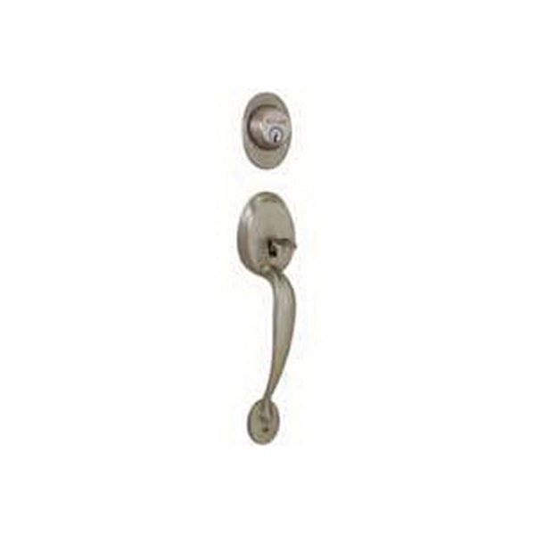 Schlage Plymouth Series F58PLY620 Handleset, Keyed Different Key, Solid Brass, Antique Pewter, 2-3/8 x 2-3/4 in Backset