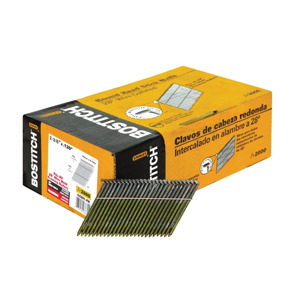 Bostitch S8DR-FH Framing Nail, 2-3/8 in L, 11 Gauge, Steel, Full Round Head, Ring Shank