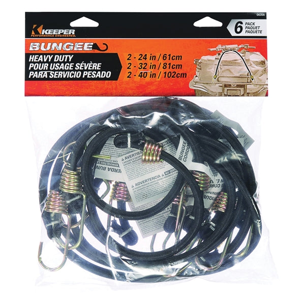 KEEPER 06356 Bungee Cord, Rubber, Hook End