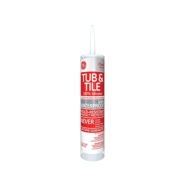 GE Silicone I GE612 Silicone Rubber Sealant, Clear, 24 hr Curing, -60 to 400 deg F, 10.1 oz Tube
