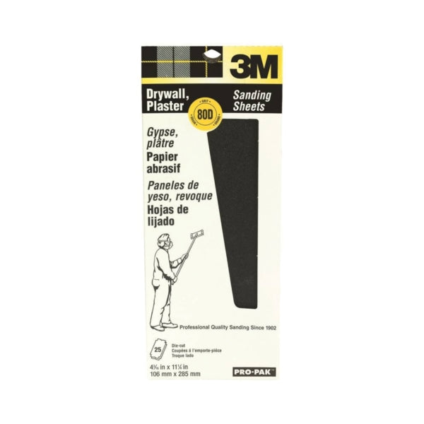 3M 99433 Sanding Sheet, 11-1/4 in L, 4-3/16 in W, 80 Grit, Medium, Aluminum Oxide Abrasive