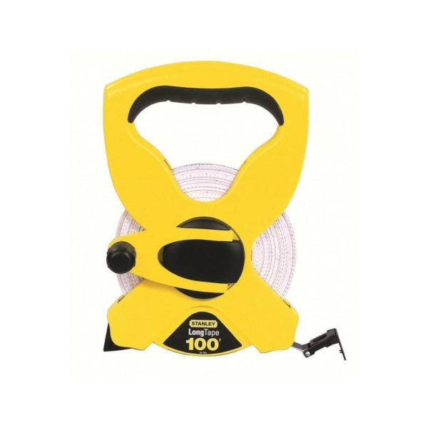 STANLEY 34-790 Measuring Tape, 100 ft L Blade, 1/2 in W Blade, Fiberglass Blade, ABS Case, Black/Yellow Case