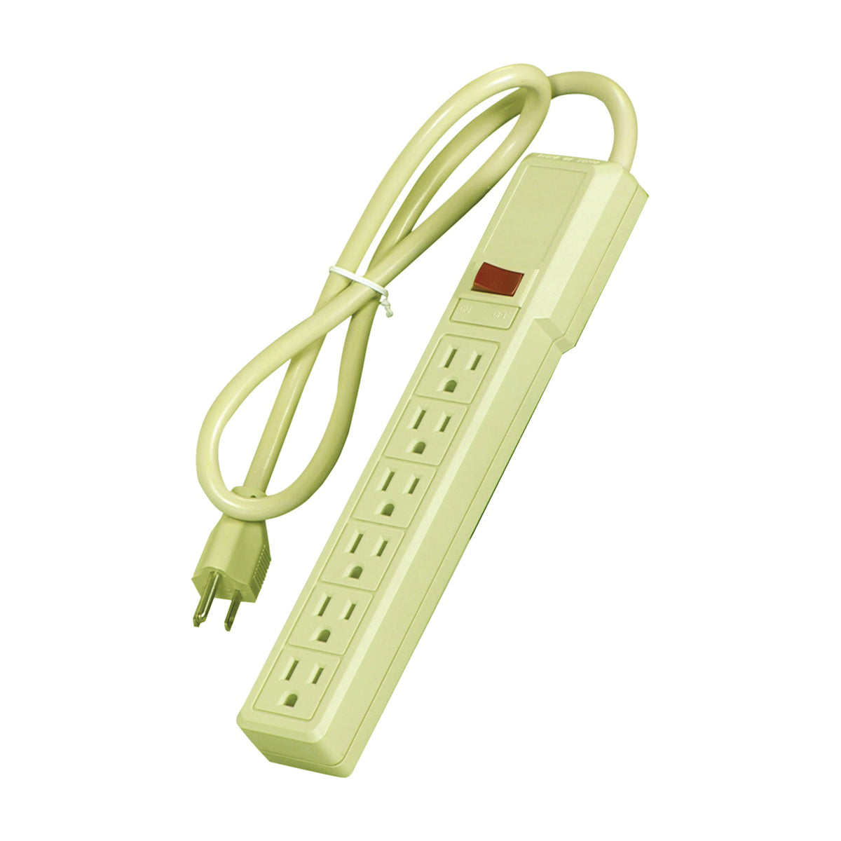 Eaton Cooper Wiring 1136V Power Strip, 14/3 AWG Cable, 3 ft L Cable, 6 -Socket, 15 A, 125 V, Ivory