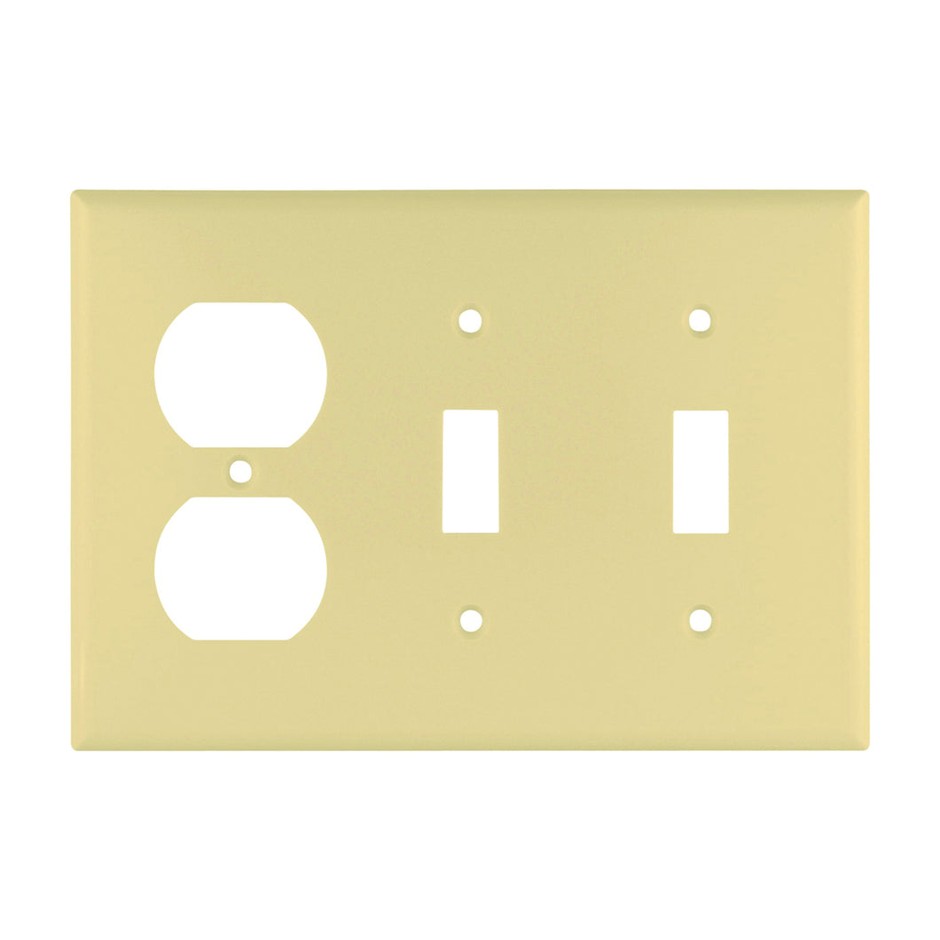 Eaton Wiring Devices 2158V-BOX Combination Wallplate, 4-1/2 in L, 6-3/8 in W, 3 -Gang, Thermoset, Ivory