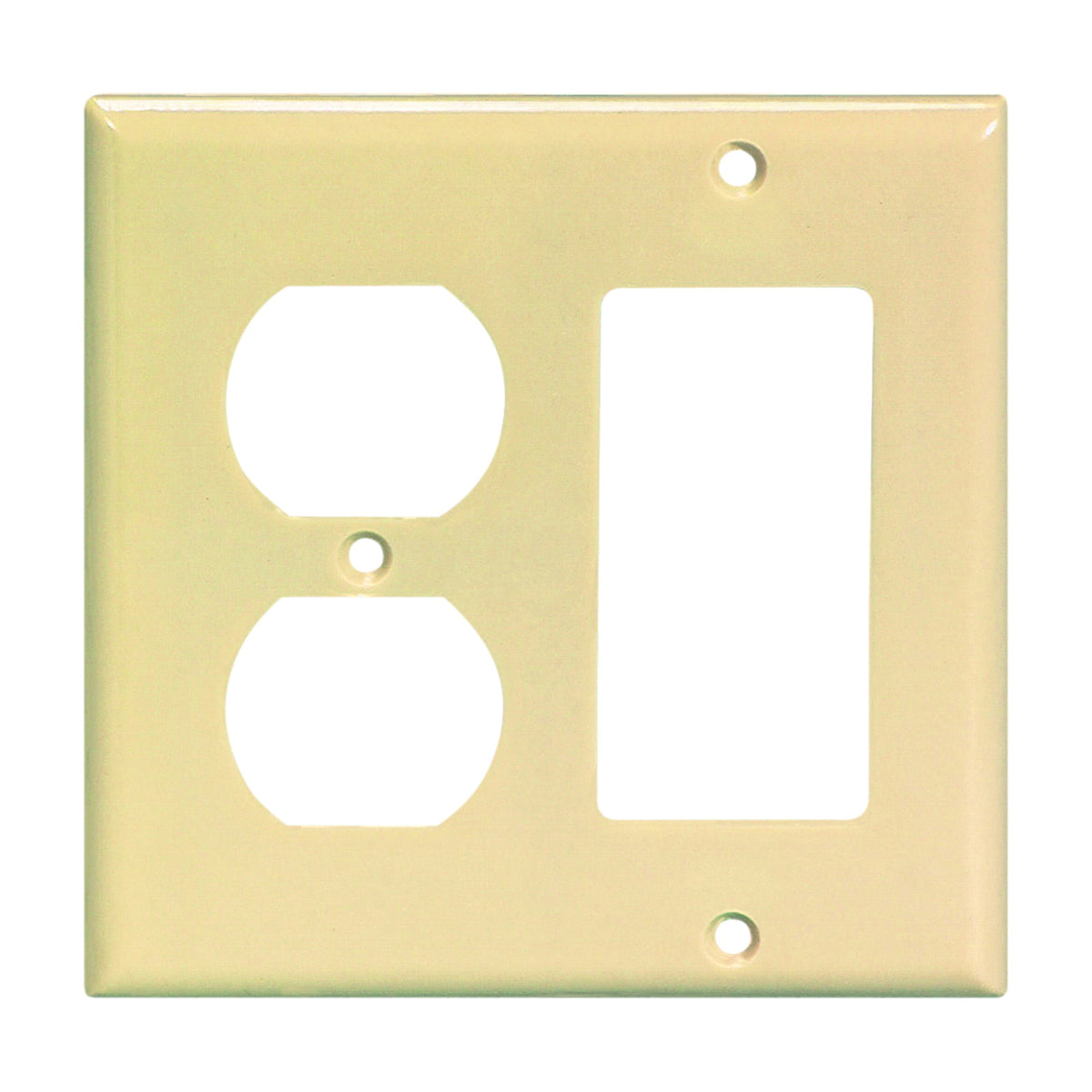 Eaton Wiring Devices 2157V-BOX Combination Wallplate, 4-1/2 in L, 4-9/16 in W, 2 -Gang, Thermoset, Ivory