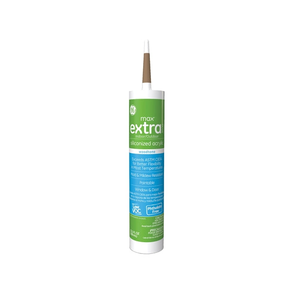 GE Max Extra 3500 GE22640 Siliconized Acrylic Caulk, Woodtone, -15 to 158 deg F, 10.1 oz Cartridge