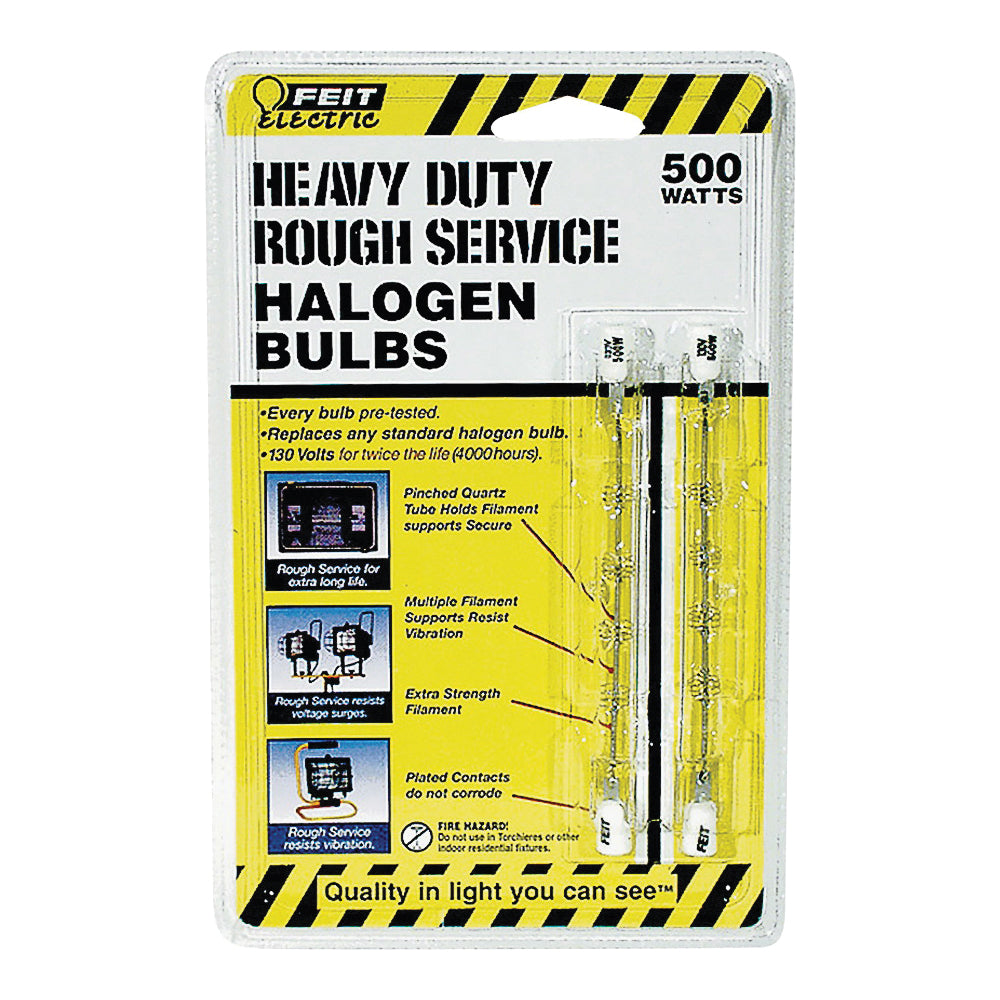Feit Electric BPQ500T3/CL/RS/2 Halogen Bulb, 500 W, R7 Lamp Base, J T3 Lamp, 3000 K Color Temp, 4000 hr Average Life