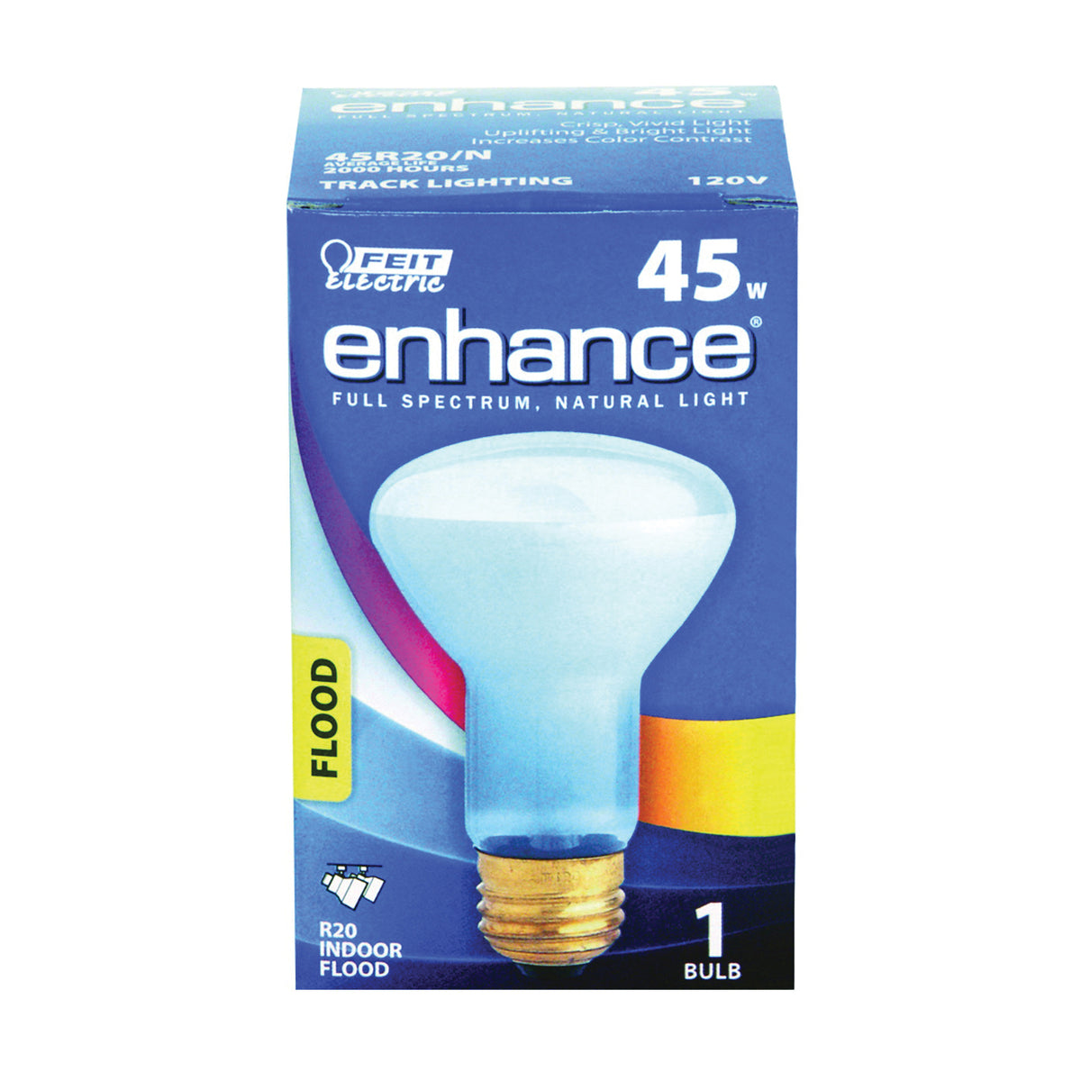 Feit Electric 45R20/N Incandescent Bulb, 50 W, R20 Lamp, Medium E26 Lamp Base, 3000 K Color Temp, 2000 hr Average Life