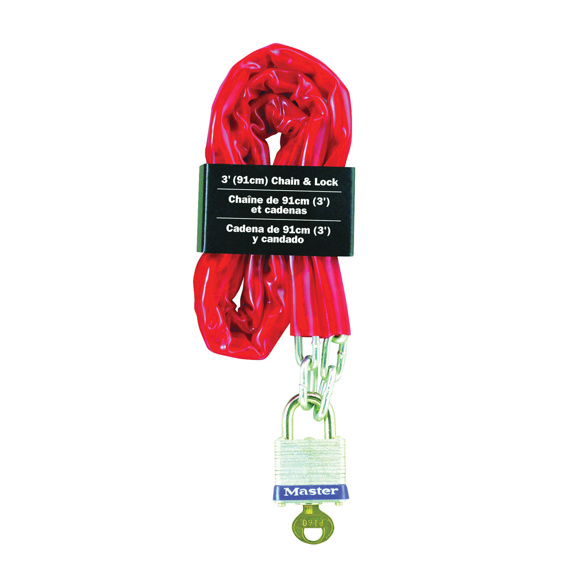 Master Lock 716D Welded Steel Chain, 3/16 in Dia Shackle, 9/16 in H Shackle, 1-1/8 in W Body